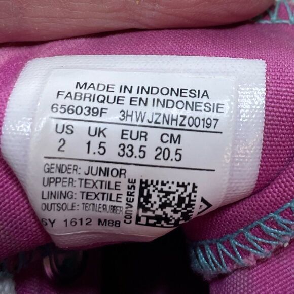 5 for $25🔥Converse High Top Blue Acid Washed Sneakers Girls Size 2 - Picture 7 of 8